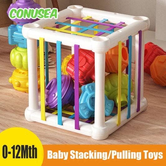 Montessori Baby Toys Stack Pull Blocks Games 0-12 Months Color Shade Sensory Development Learning Educational Toys Babies Infant